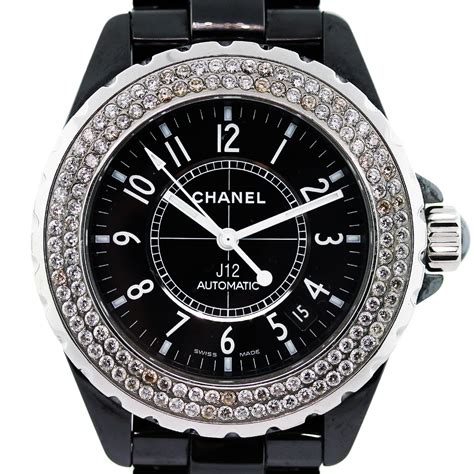 chanel ladies black ceramic watch|chanel j12 white with diamonds.